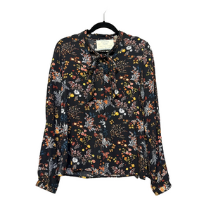 🦋2 For $50🦋California Moonrise Black Floral Bow-Tie Blouse
